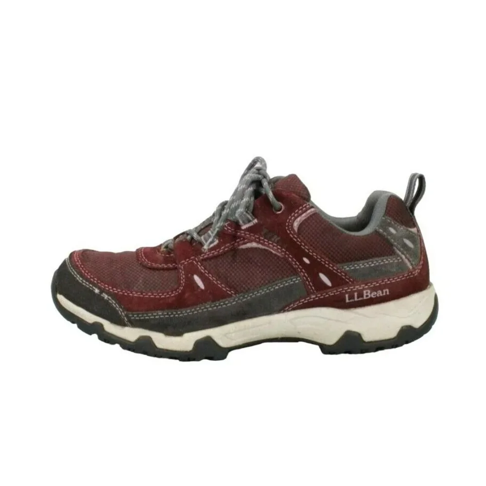 LL Bean Red Nylon Lace Up Waterproof Hiking Sneakers Shoes Size 9 M - Picture 1 of 9